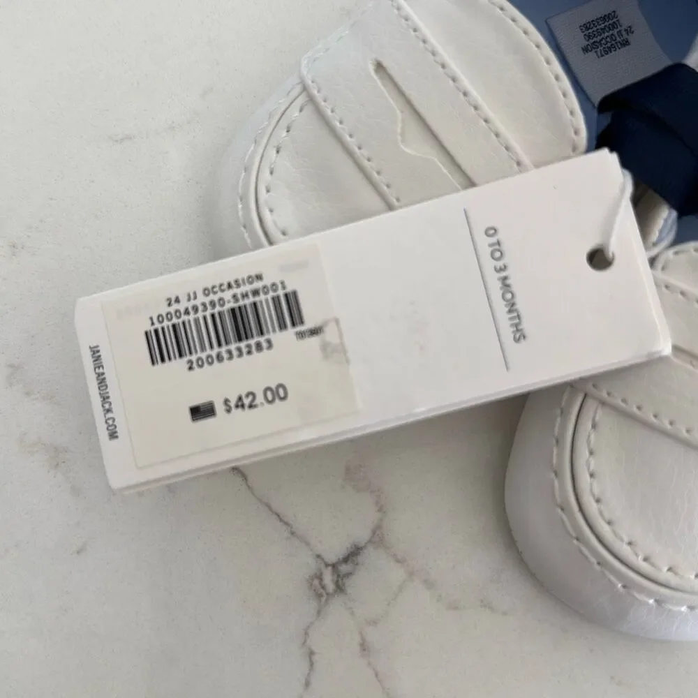 Janie & Jack Baby Penny Loafer in White Size 0/3 Months